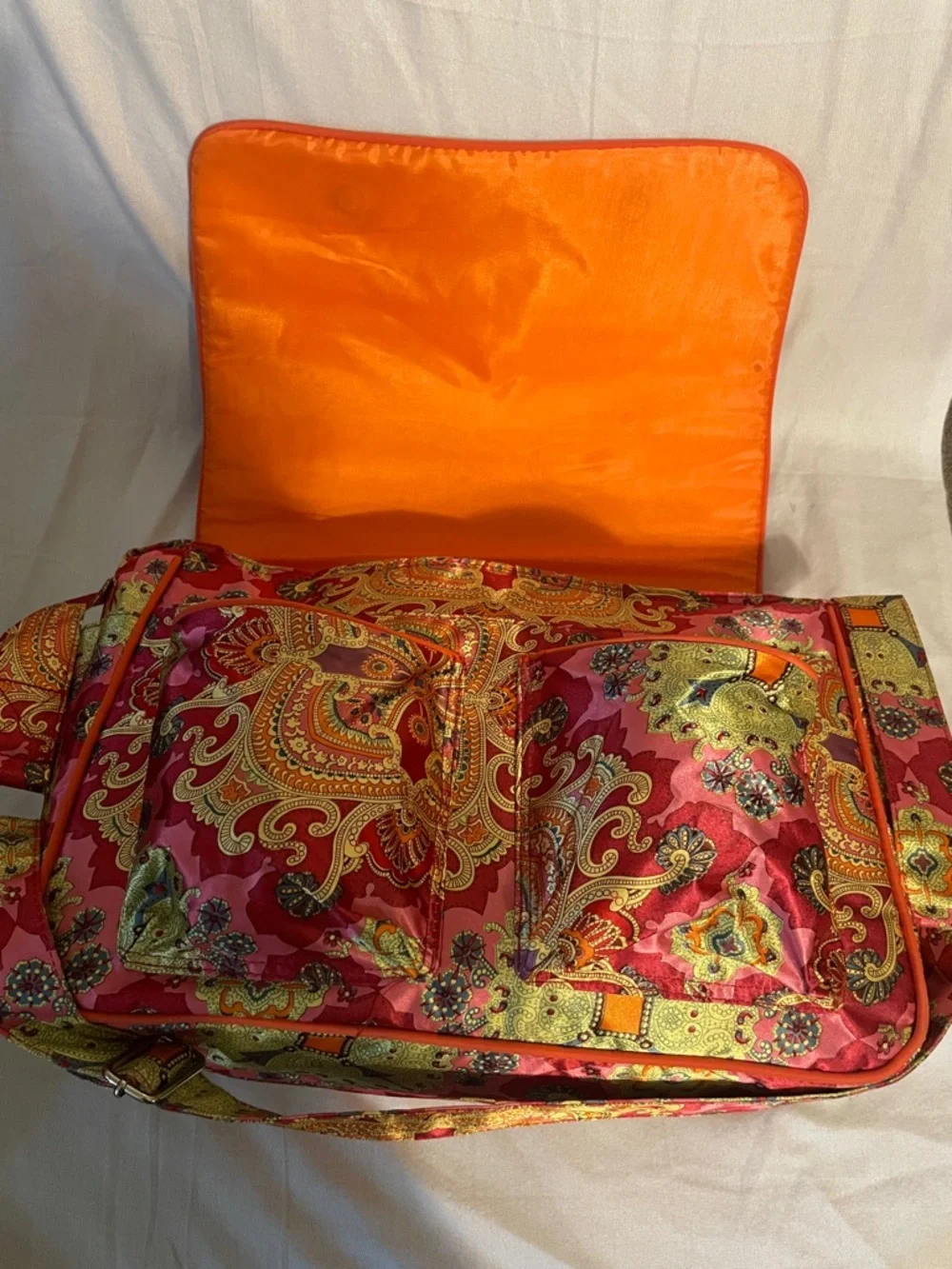My vintage baby  Vera Bradley Vibrant Orange Bow-Accent Paisley diaper Bag